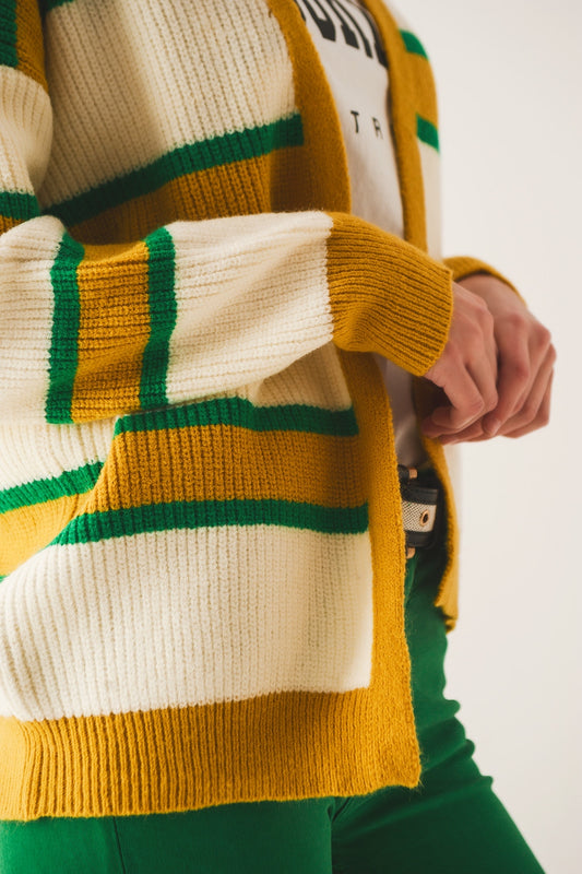 Open front cardi in yellow stripe - Cardigans