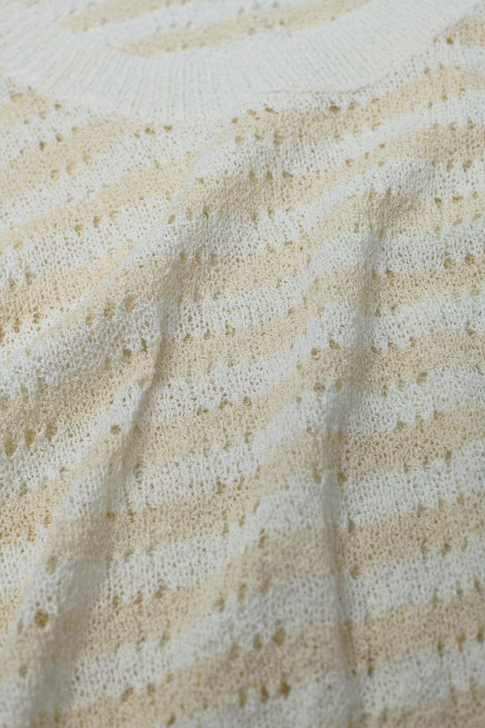 Open Knit Cropped Striped Sleeveless sweater in cream and White - Jumpers