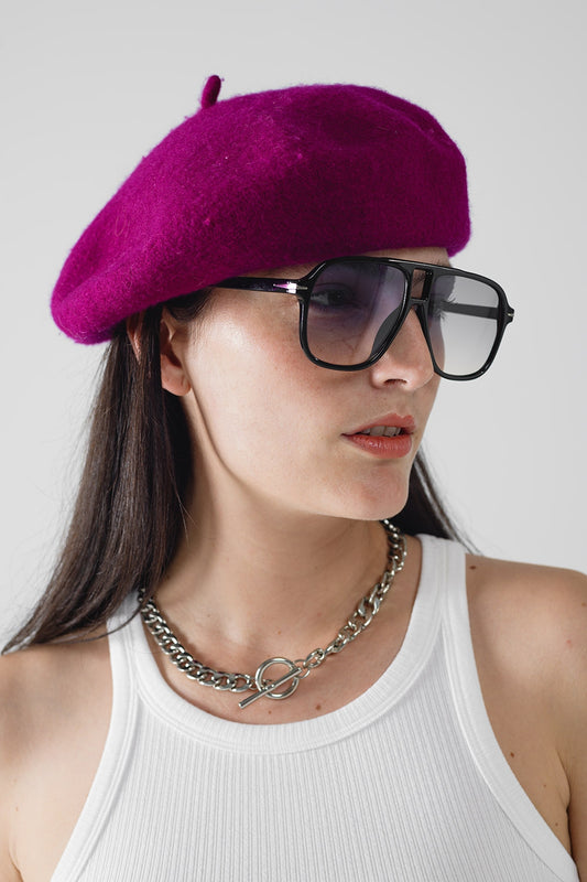 Oval Aviator Suglasses With Smoke blue Lens in Black - Sunglasses