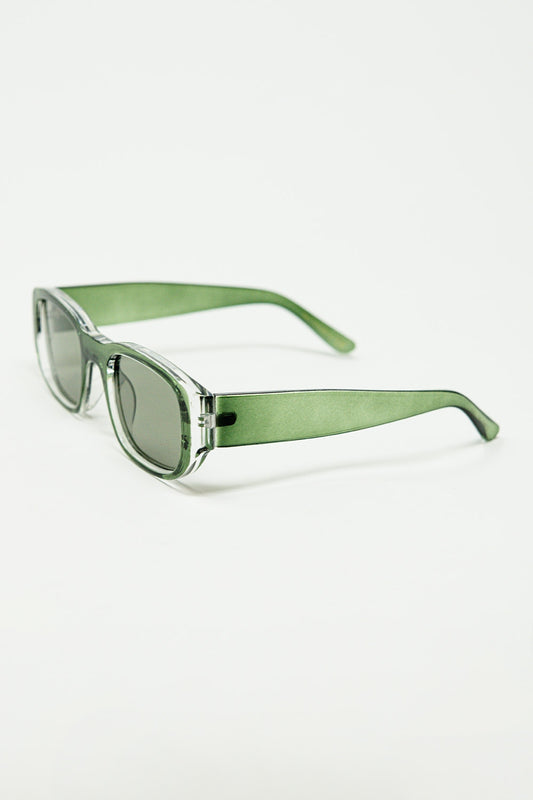 Oval Sunglasses with High Gloss Transparent Frames in green - Sunglasses
