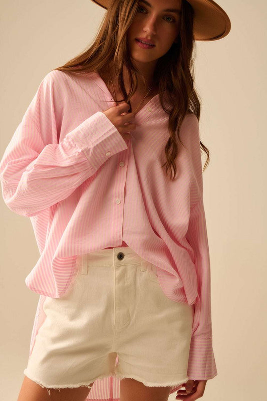 oversized baby pink shirt with bow in the back - Shirts