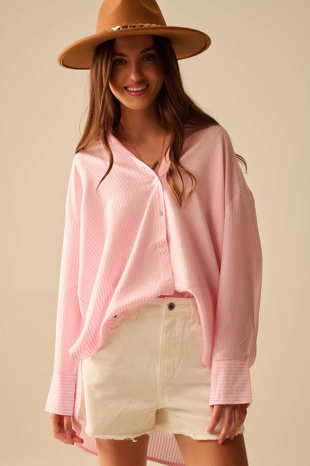 oversized baby pink shirt with bow in the back - Shirts