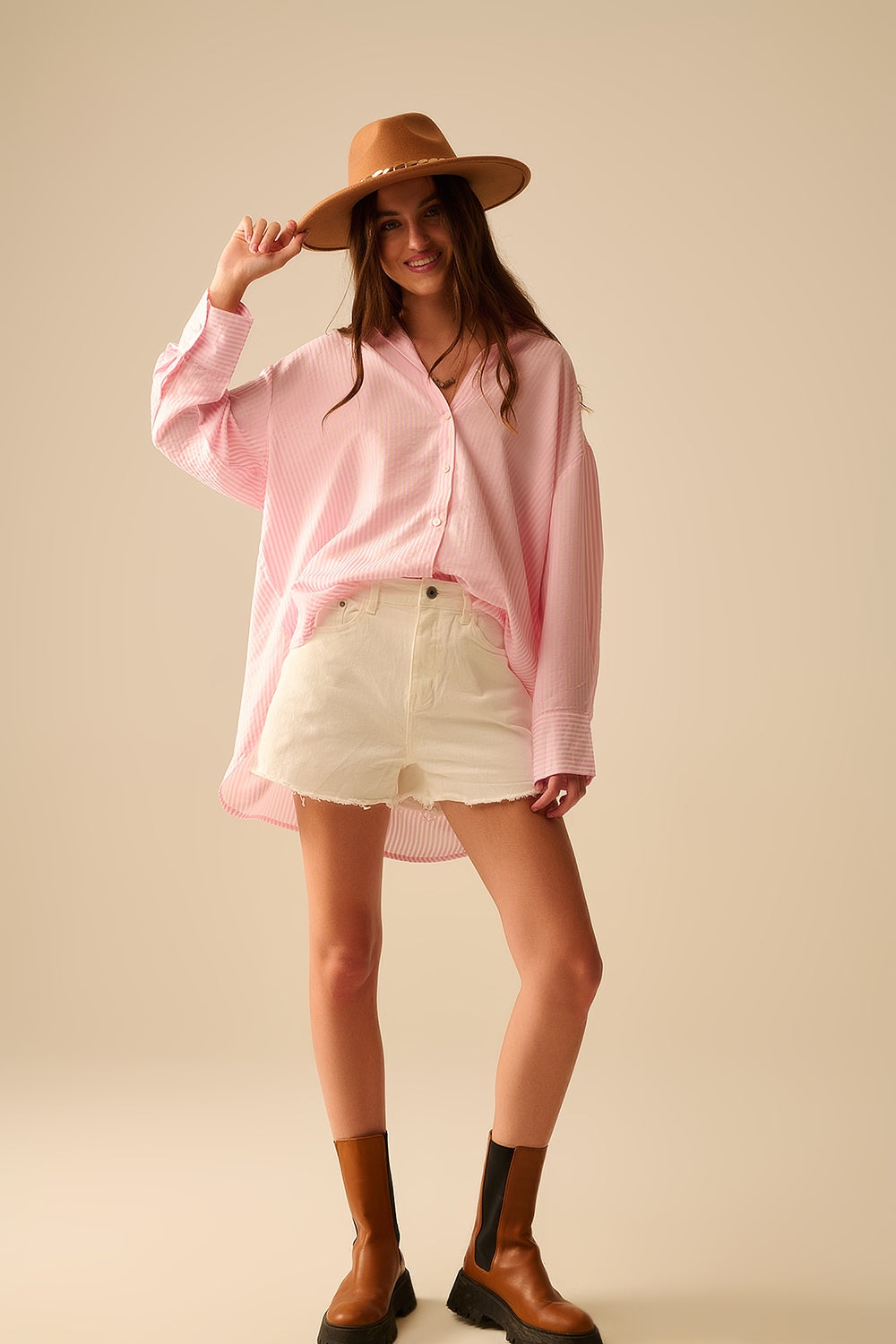 oversized baby pink shirt with bow in the back - Shirts