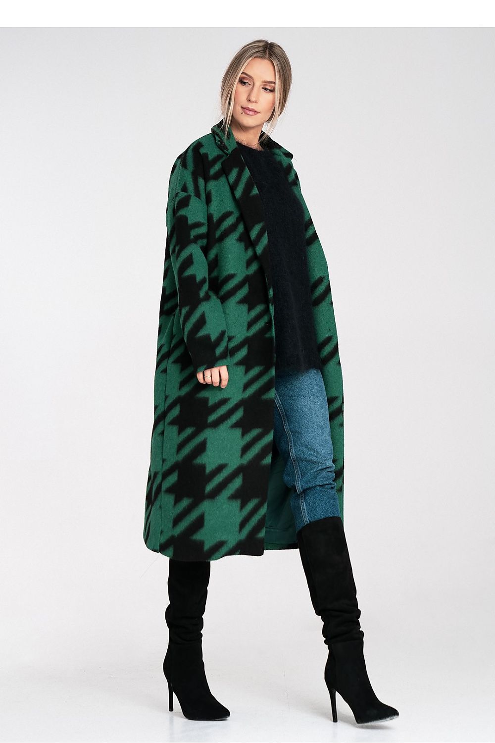 Figl Oversized Checked Wool Coat for Women - Coats and Jackets