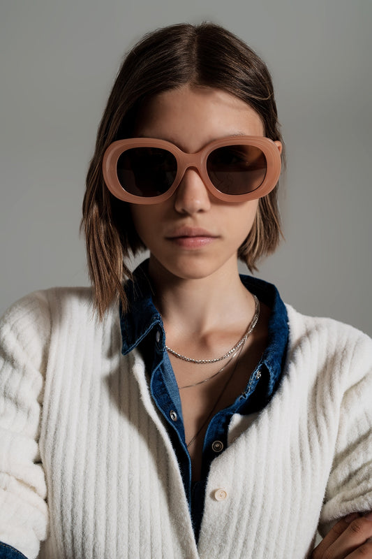 Oversized Circular Sunglasses in brown - Sunglasses
