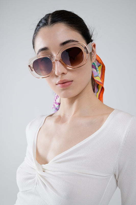 Oversized Circular Sunglasses in translucent white - Sunglasses