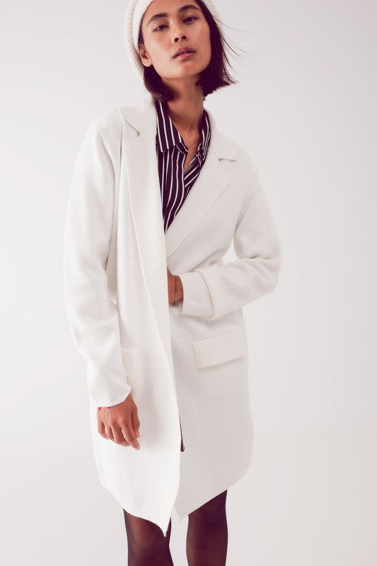 oversized collar maxi cardigan in cream - Cardigans