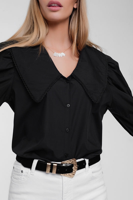 Oversized collared shirt in black - Shirts