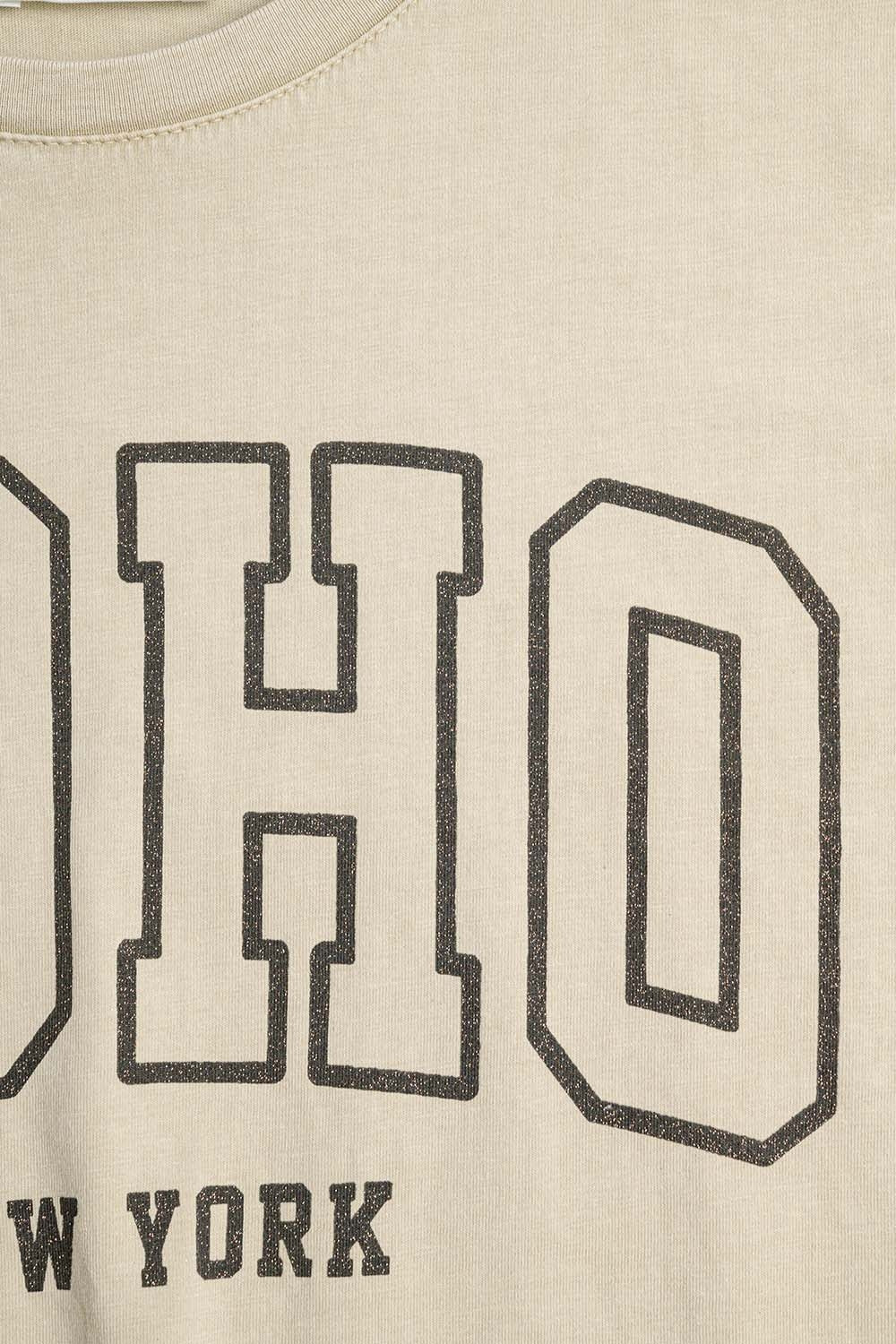 Oversized Cream T-shirt With Soho New York At The Front - Tops