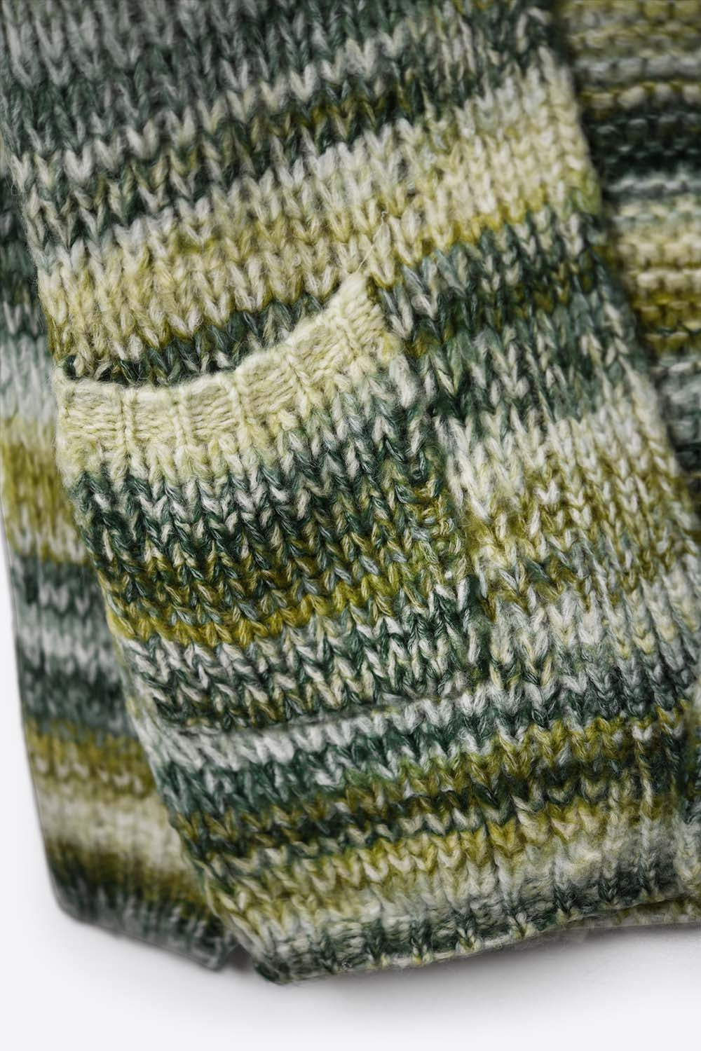 Oversized mottled striped long cardigan with pockets in Green -