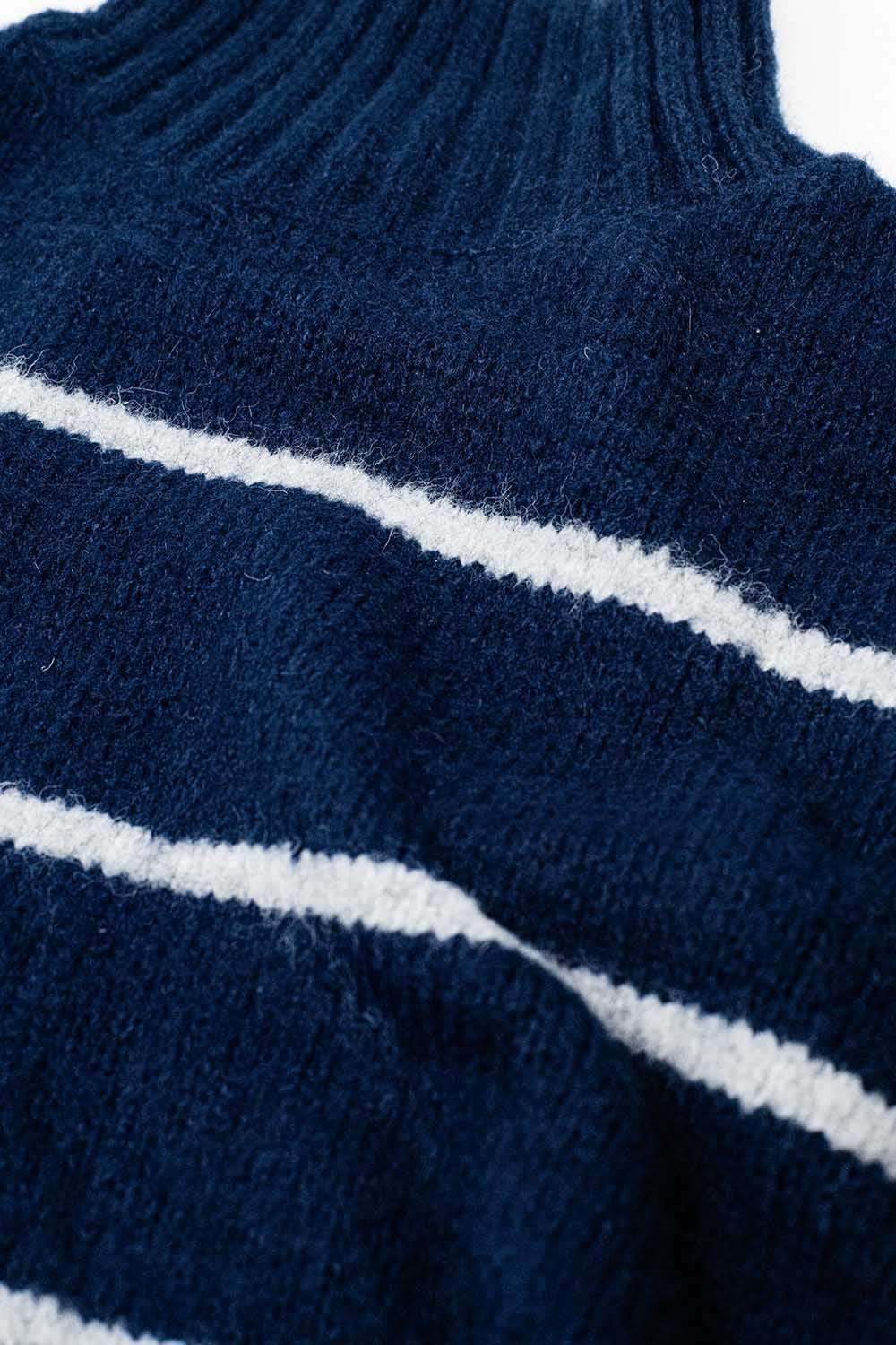 Oversized navy sweater with white stripes - Jumpers