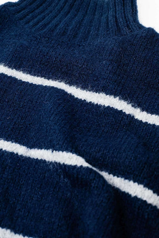 Oversized navy sweater with white stripes - Jumpers