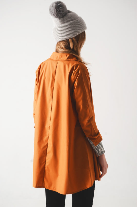 Oversized poplin shirt in rust - Shirts
