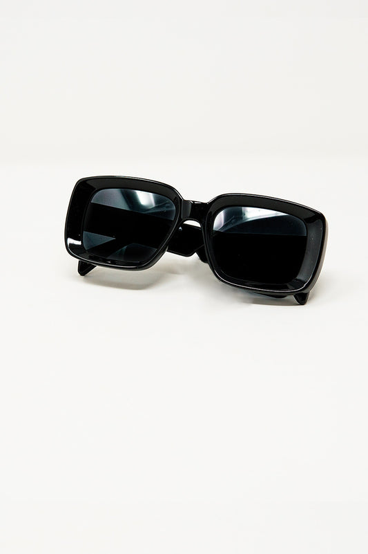 Oversized Rectangular Sunglasses With Wide Frame in Black - Sunglasses