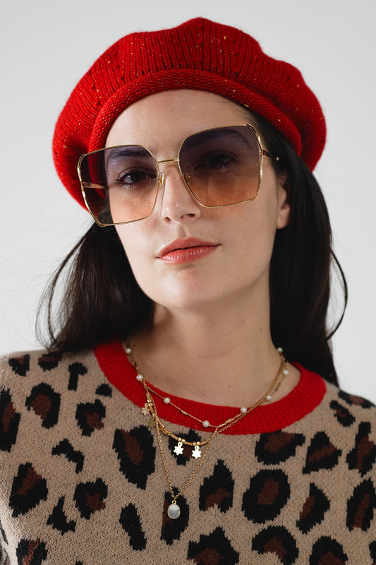 Oversized Square Metal Sunglasses In Blue Gradient Lens - Sunglasses