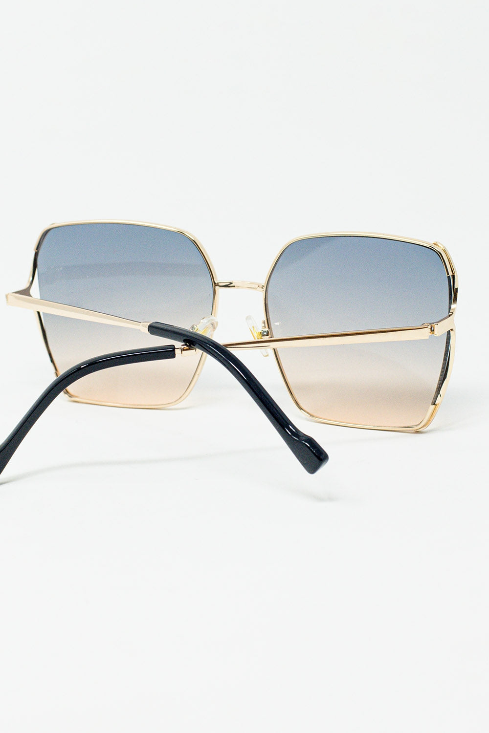 Oversized Square Metal Sunglasses In Blue Gradient Lens - Sunglasses