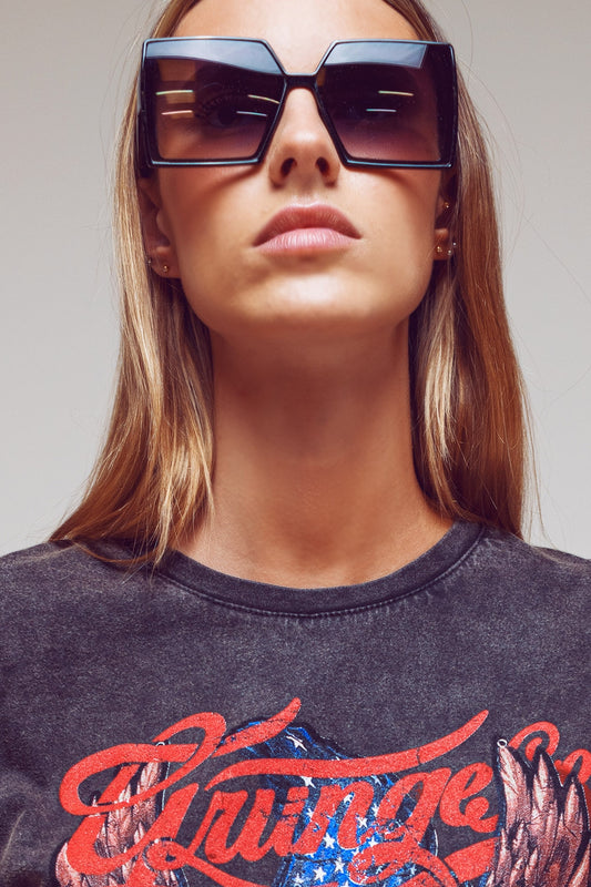 Oversized Square Sunglasses In Black - Sunglasses