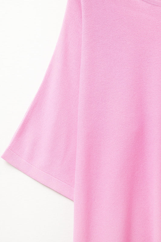 Oversized sweater in fuchsia with Elbow-Length Sleeves - Sweaters