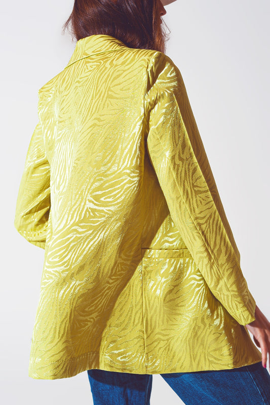 Oversized Zebra Print Blazer in Green - Blazers