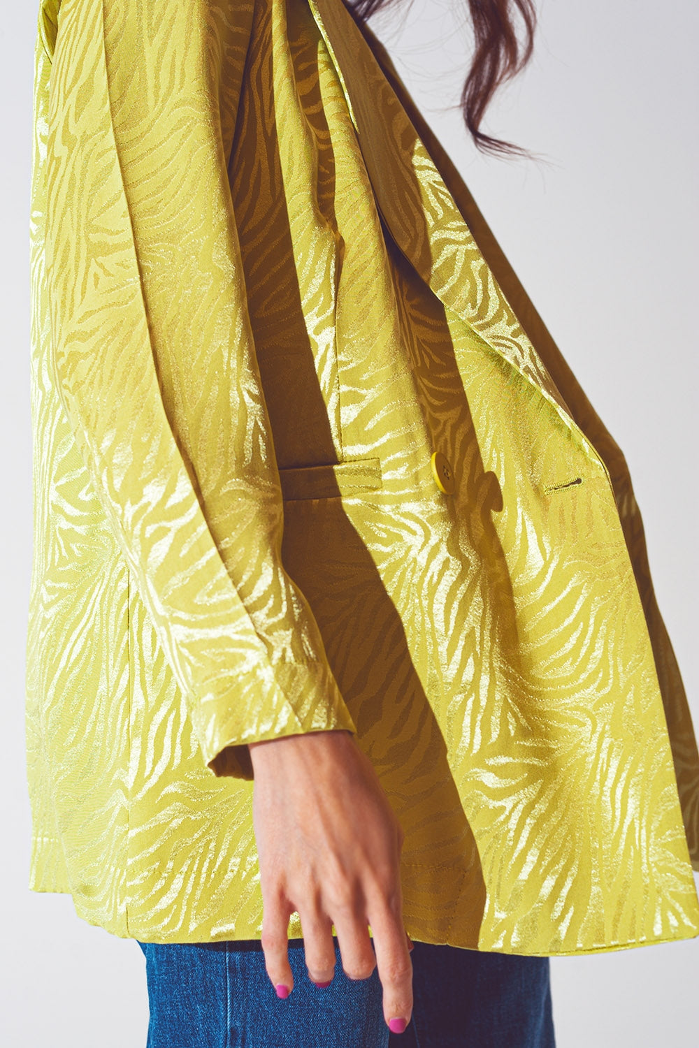 Oversized Zebra Print Blazer in Green - Blazers