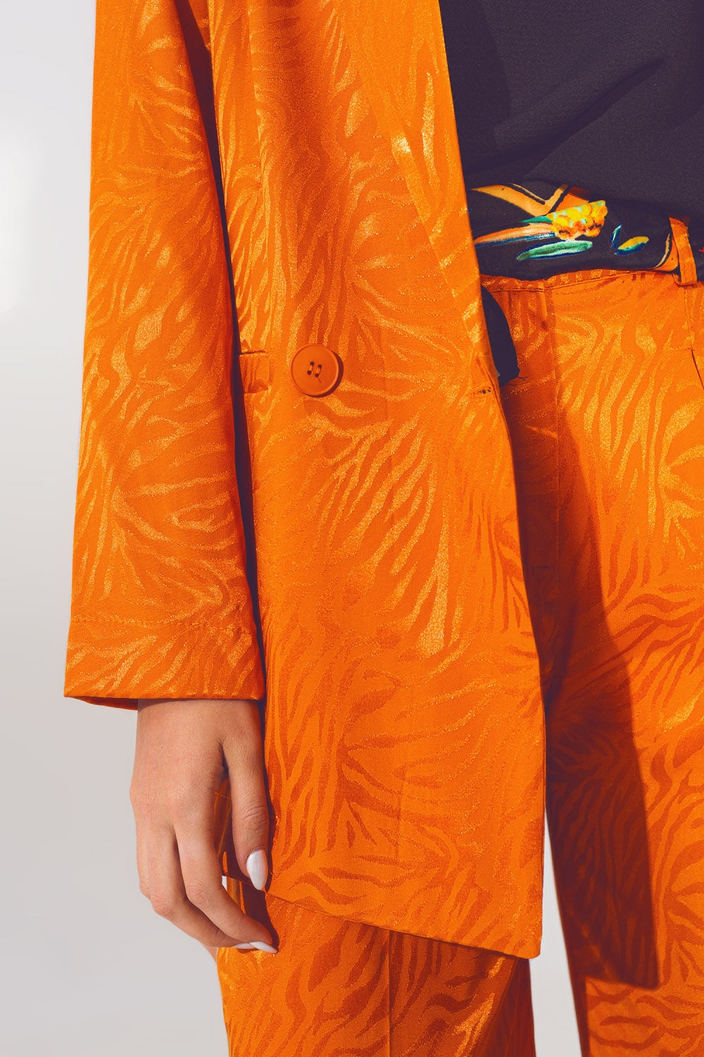 Oversized Zebra Print Blazer in Orange - Blazers