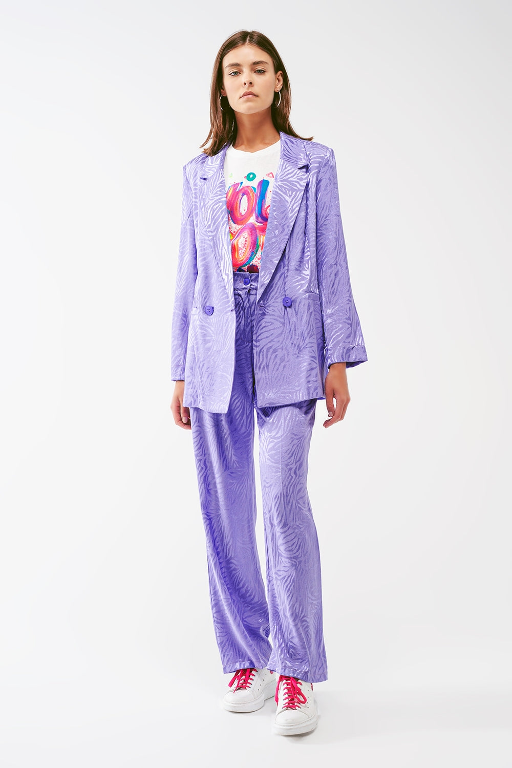 Oversized Zebra Print Blazer in Purple - Blazers