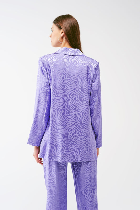 Oversized Zebra Print Blazer in Purple - Blazers