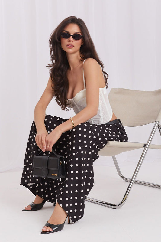 Women's Palazzo Pants - Trendy Polka Dot Style - Trousers