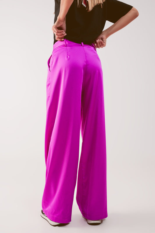 Palazzo pleated pants in fuchsia - Pants
