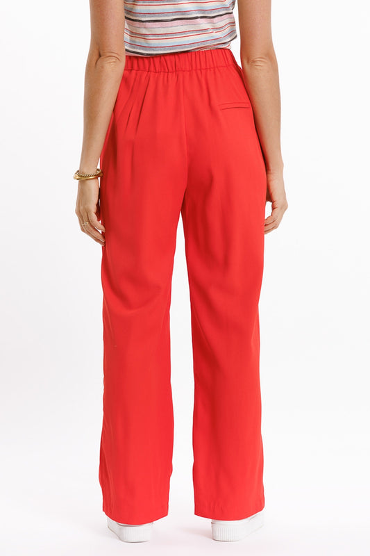 Pants In Coral With Front Pockets And Drawstring Closing - Trousers