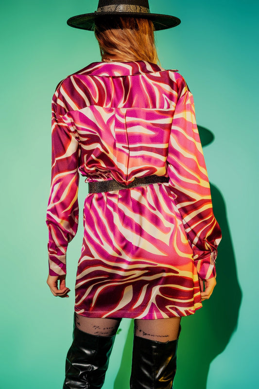 Party dress in fuchsia zebra print - Dresses