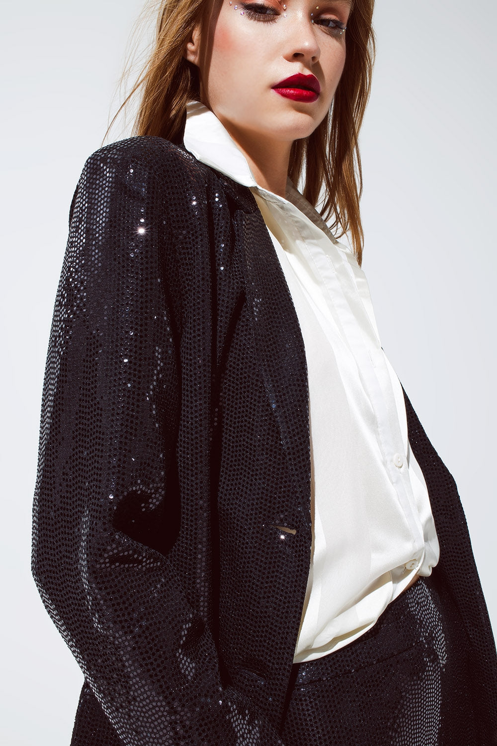 Party Relaxed Sequined Blazer in Black - Blazers