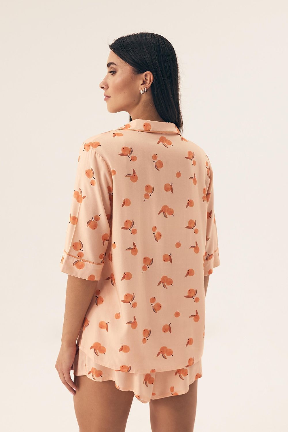 Peach Print Pyjama Shorts Set - Pyjama Set