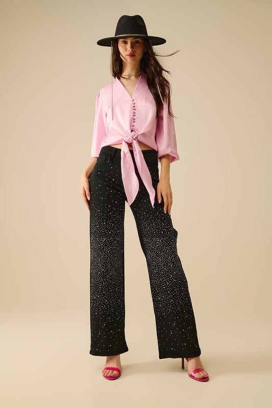 Pink Cropped Shirt with Knot for Stylish Looks - Shirts