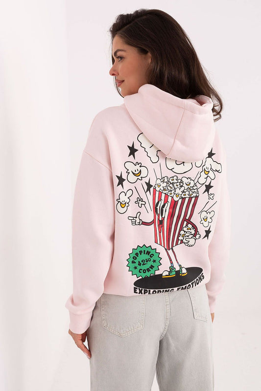 Women's Pink Graphic Sweater Hoodie - Sweaters