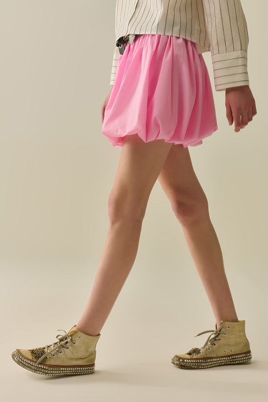 Pink poplin balloon miniskirt - Skirts