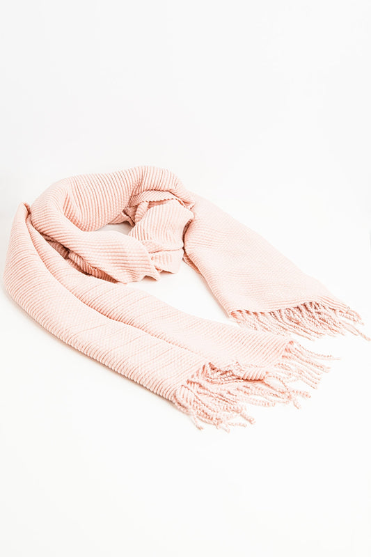 Pink scarf in soft and fluffy fabric with fringes - Scarves