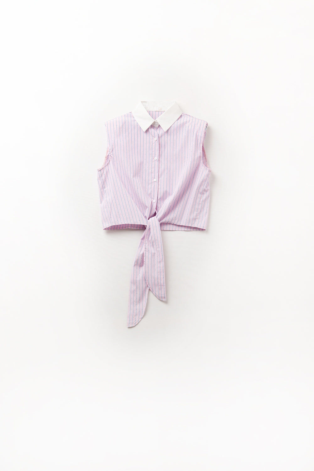 Pink Sleeveless Crop Top With Front Knot - Crop Tops