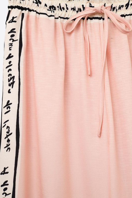 pink summer watercolor print Pants - Trousers