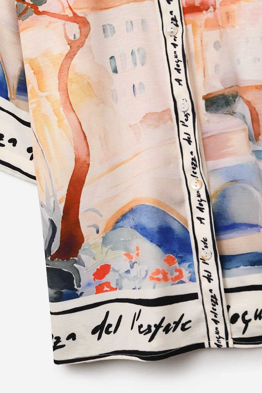 pink summer watercolor print shirt - Shirts