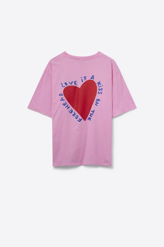 Pink T-shirt With Love is a Kiss on the Forehead - T-Shirts