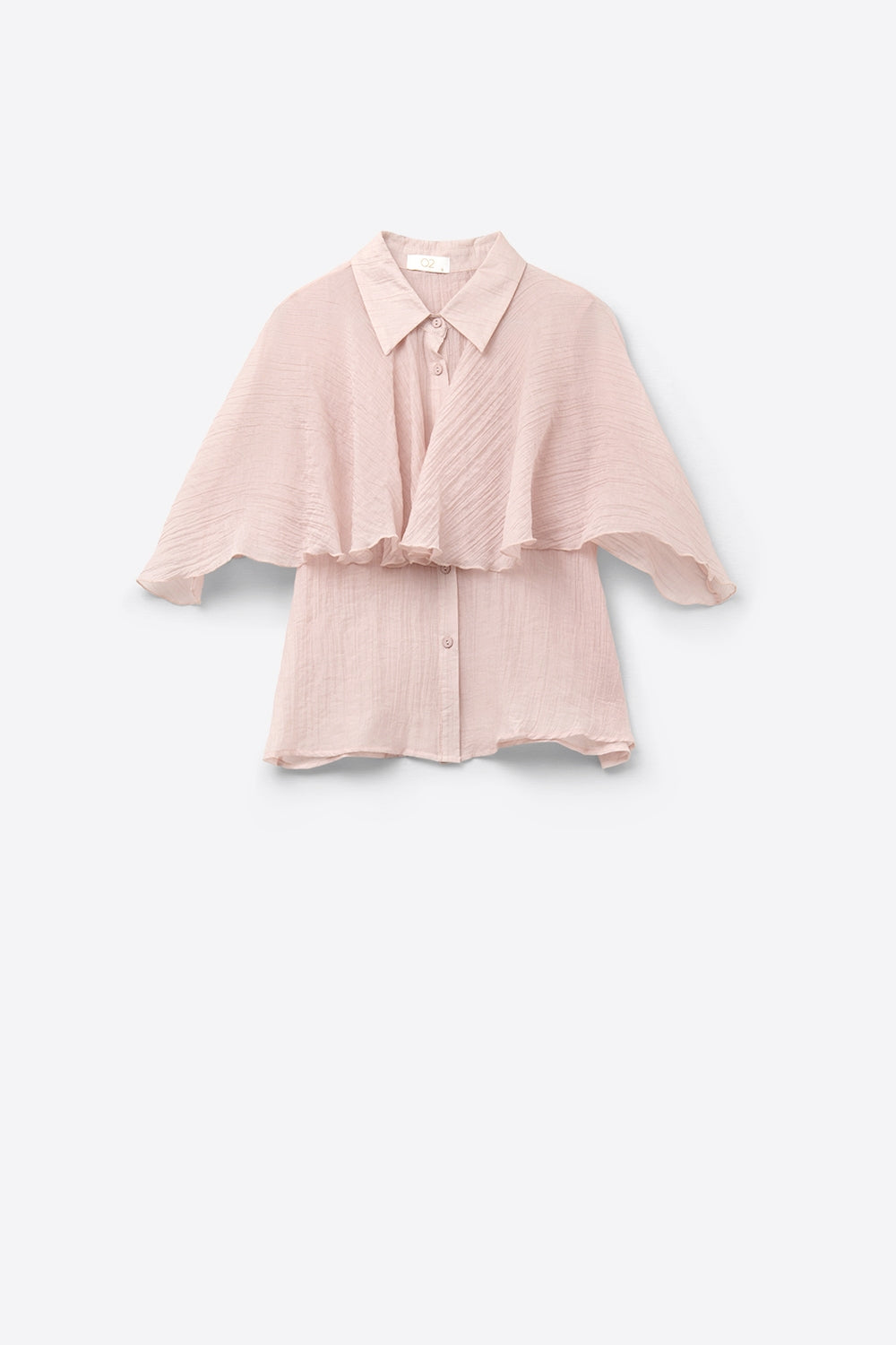 Pink textured chiffon blouse with dropped sleeves - Blouses