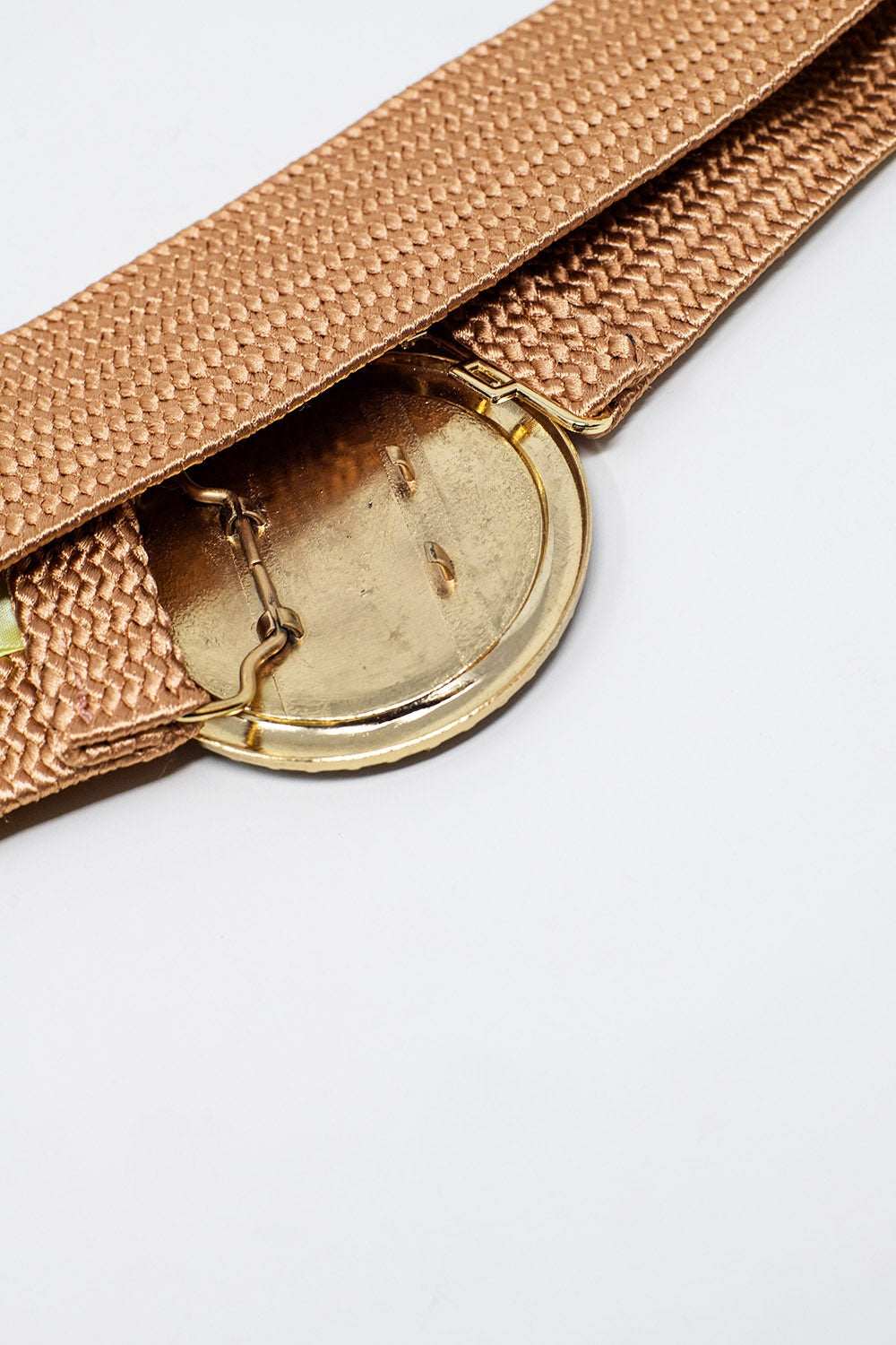 Pink woven belt with round buckle with rhinestones - Belts