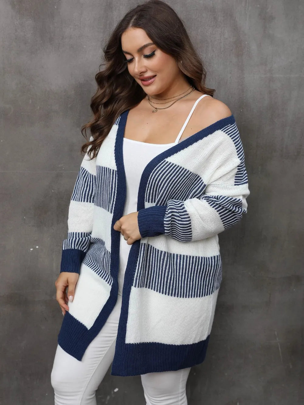 Plus Size Open Front Long Sleeve Cardigan - Cardigans