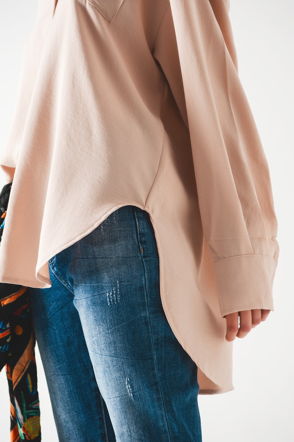 Pocket detail oversized shirt in beige - Shirts