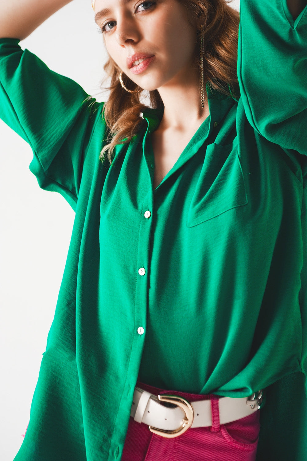 Pocket detail oversized shirt in green - Shirts