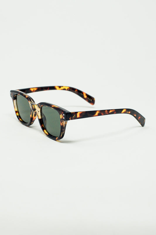 Polarised Sunglasses with dark Lens With Tortoise Sheel Frame - Sunglasses
