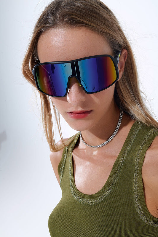 Polarized Sport Sunglasses in Blue Red Gradient -