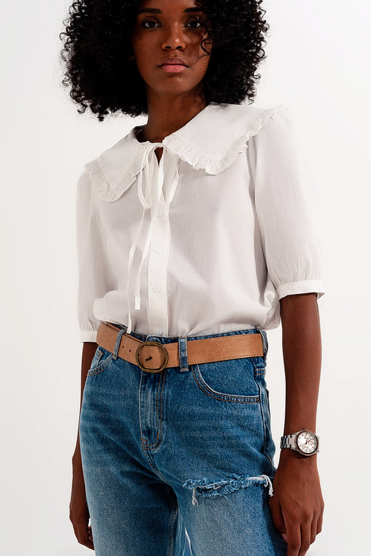 Prairie collar blouse in white - Blouses