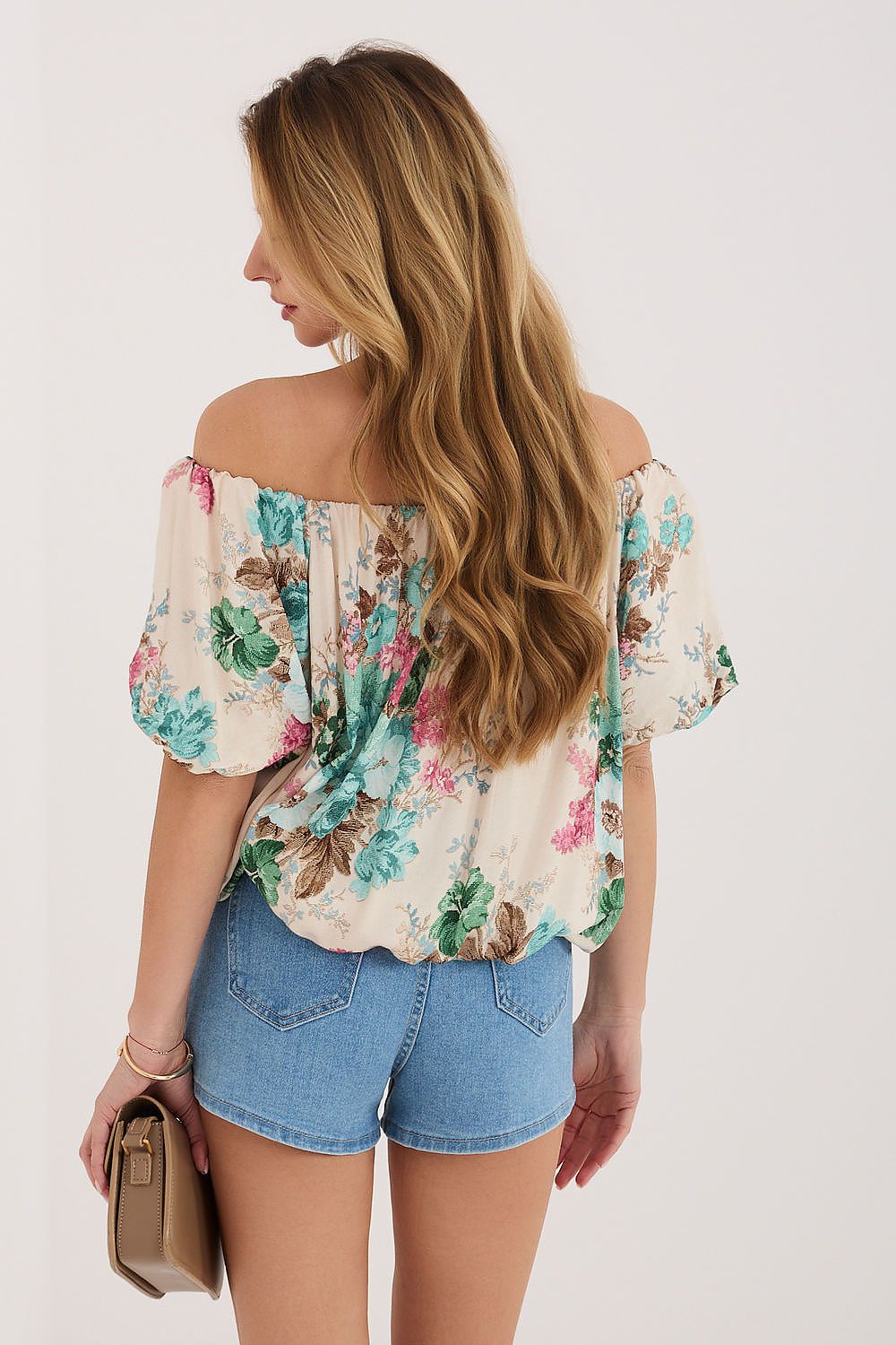 Floral Print Blouse Off-Shoulder Style - Blouses